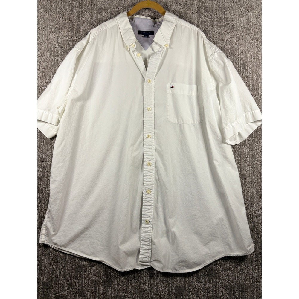 Tommy Hilfiger Button Down Short Sleeved Shirt 3XLT White